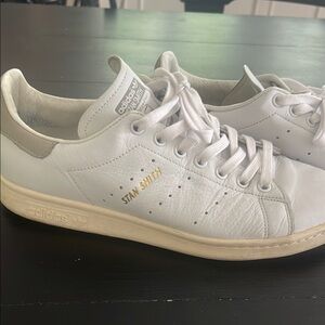 Adidas Stan Smith White and Gold Sneakers